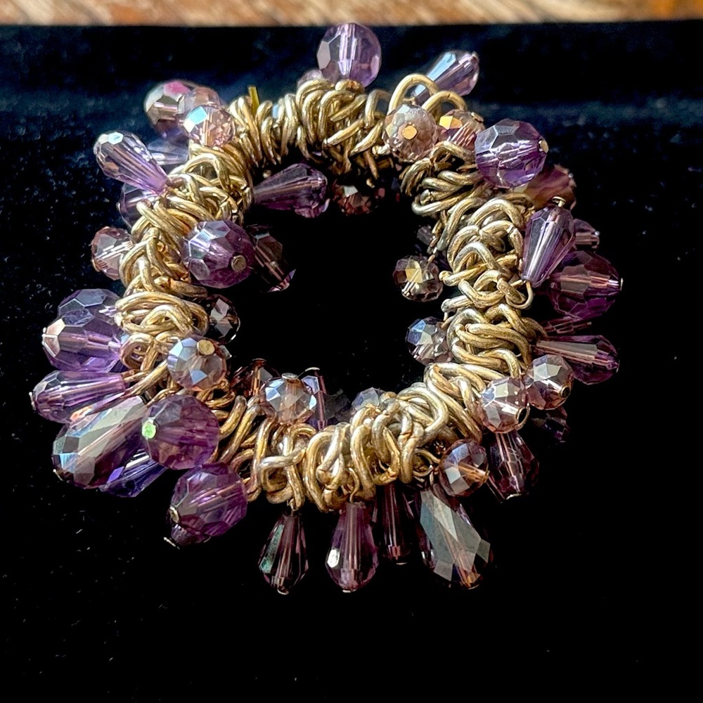 Elegant Purple and Gold Beaded Bracelet